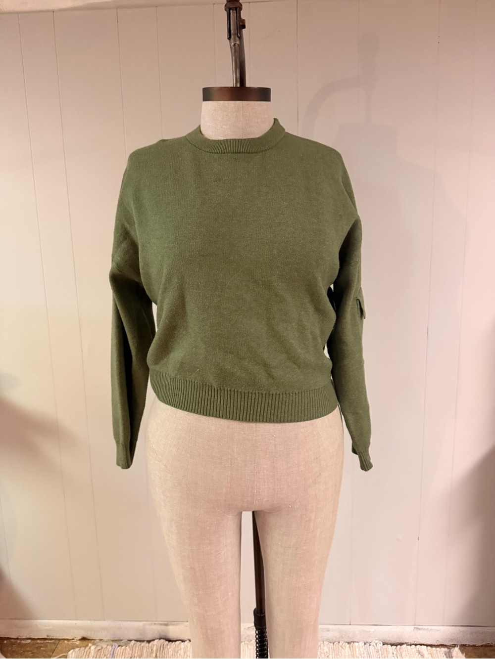 Olive Green Crewneck Women's Sweater